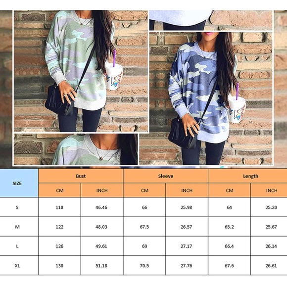 NEW BOUTIQUE Camo Long Sleeve Crewneck soft top - Picture 4 of 4